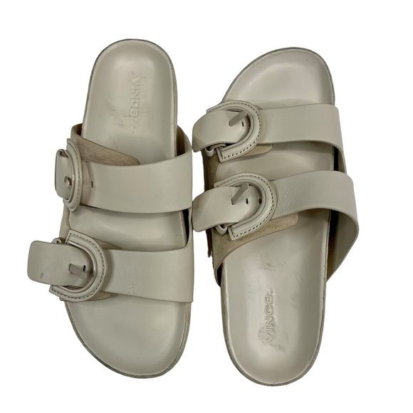 Vince Glyn Leather & Suede Slide Sandals - Picture 4 of 6